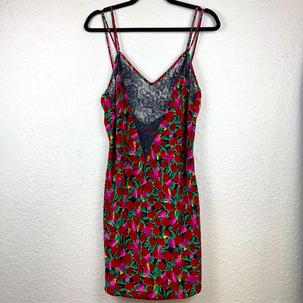 Victoria's Secret Vintage Floral Print Lace Slip Dress